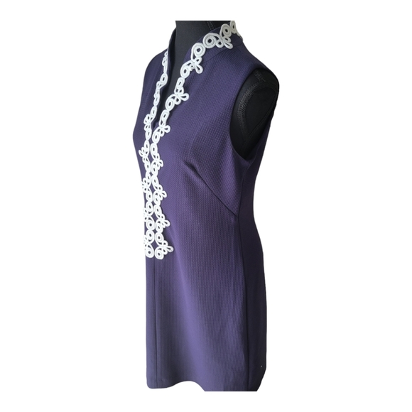 Vince Camuto Navy blue and white embroidered sheath dress - Picture 3 of 9